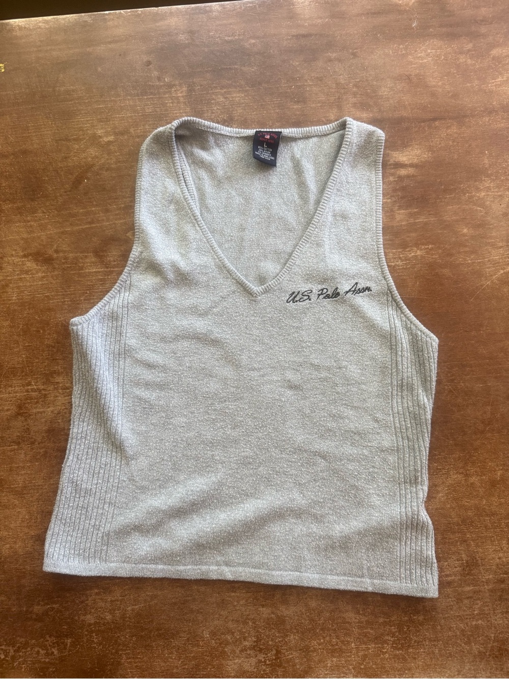 U.S. Polo Assn. Light Gray V-Neck Knit Tank Top